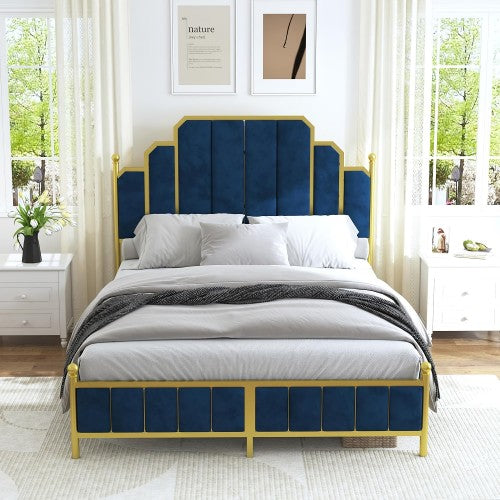 16pcs Queen Size Upholstered Bed Frame, Metal Bed Frame with Linen Fabric Headboard, Under Bed Storage, No Box Spring Required (Pallet) 16pcs Queen Size Upholstered Bed Frame, Metal Bed Frame with Linen Fabric Headboard, Under Bed Storage, No Box Spring Required (Pallet)